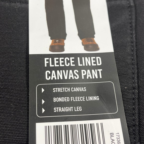 CAT Fleece Lined Canvas Pant Mens 36x29 Black NEW Stretch Straight Leg New - Picture 3 of 8